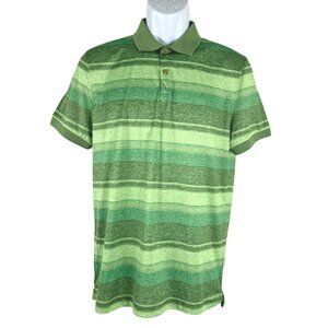 J.Lindeberg Mason Polo Shirt Medium Green Striped Short Sleeve Slim Fit TP-3655